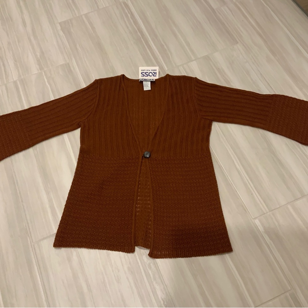 H&M Brown Cardigan Sweater with Knitted Texture